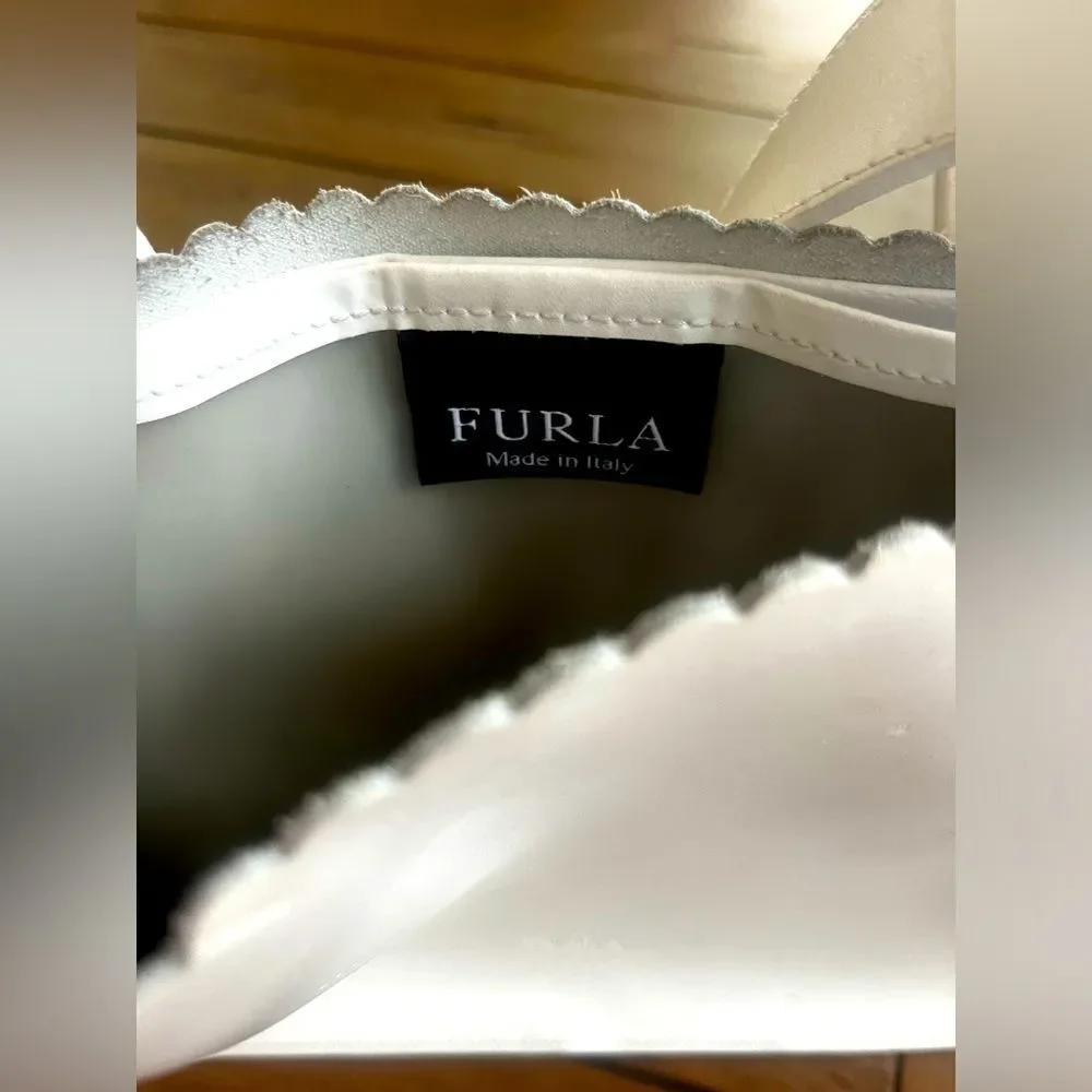 FURLA vintage White Shoulder Storage Bag; pre-loved condition